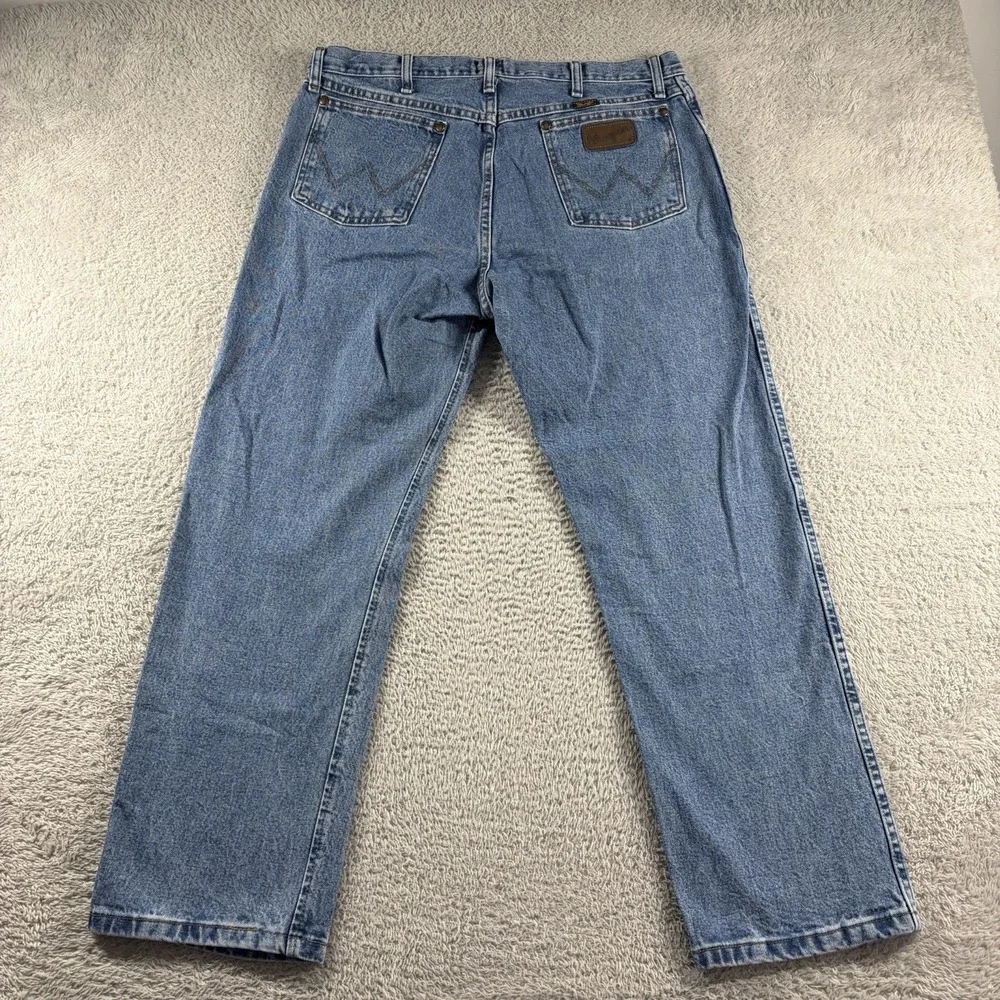 VINTAGE Wrangler 47 MWZ Jeans Mens 36x30 (Fits 35x29) Cowboy Cut Blue Cotton